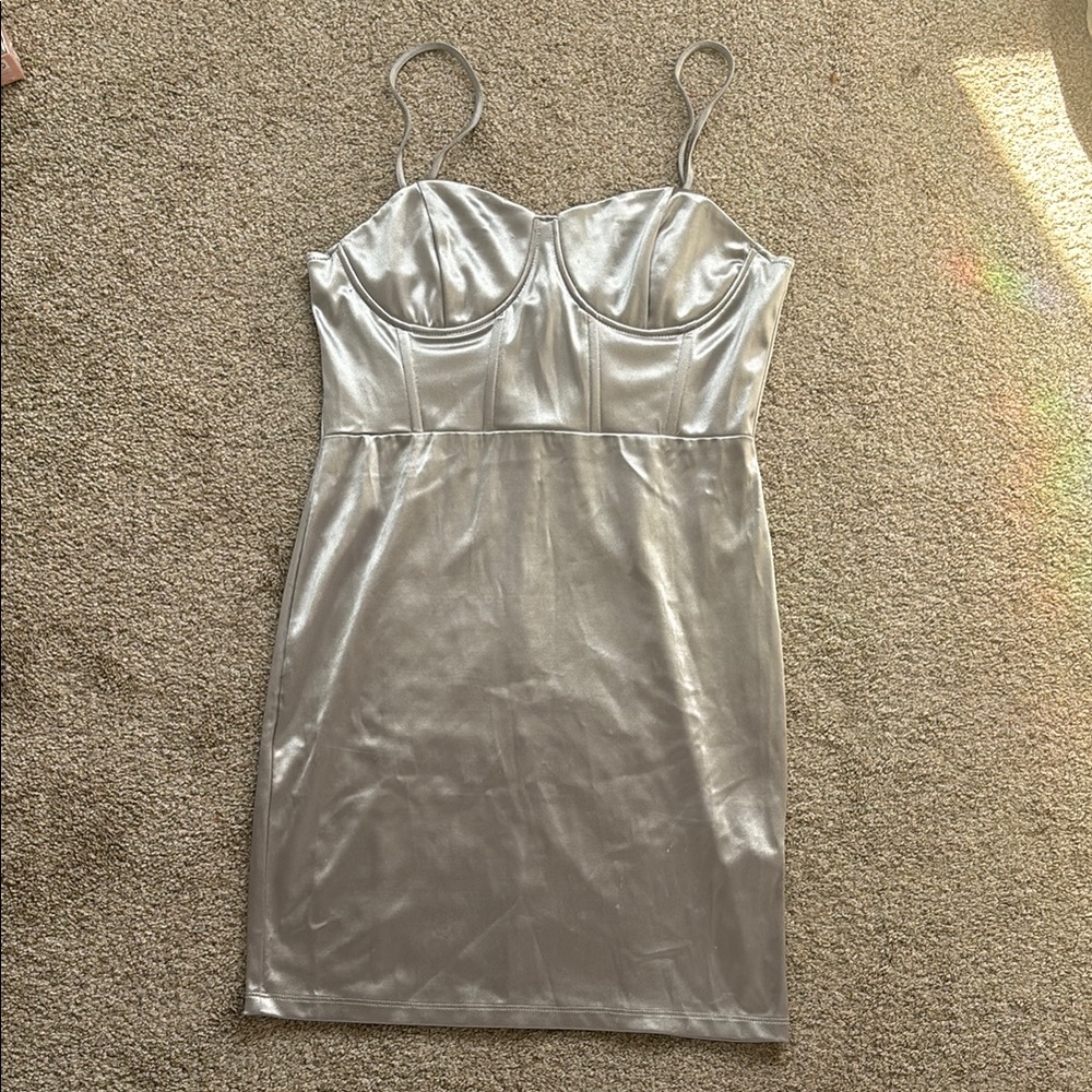 Silver Satin Dress
